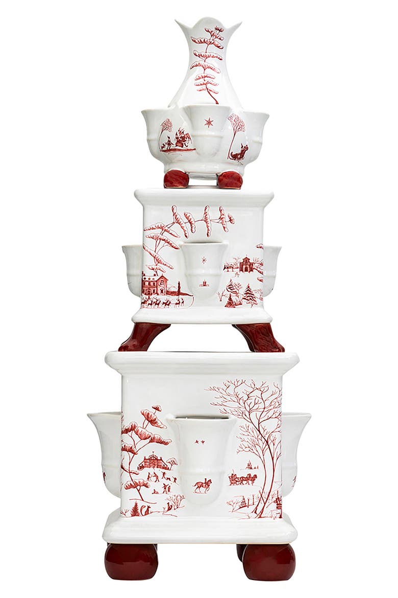 Country Estate Winter Frolic 11" Tulipiere Tower, Alternate, color, RUBY