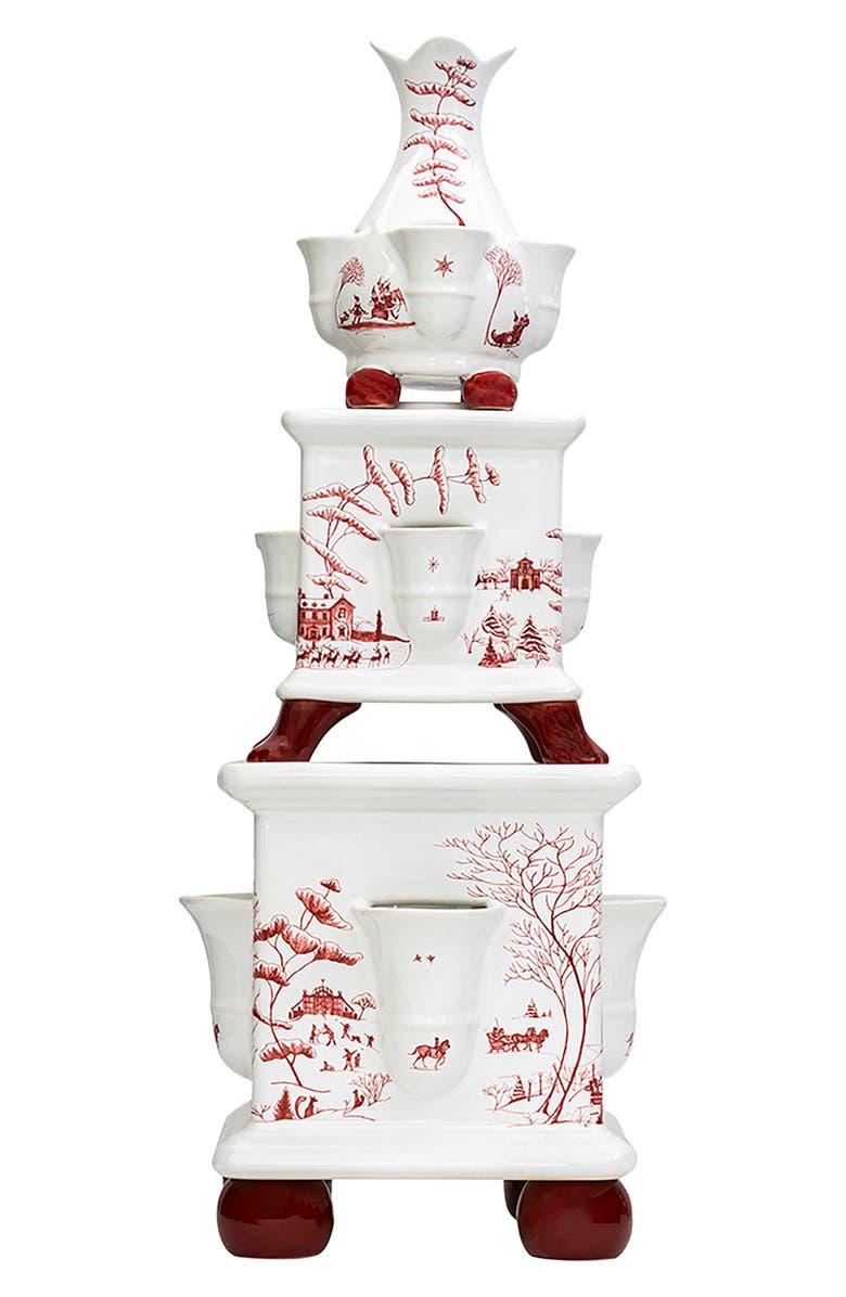 Juliska Country Estate Winter Frolic 11" Tulipiere Tower, Alternate, color, Ruby