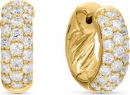 David Yurman Sculpted Cable Micro Pavé Huggie Hoop Earrings in 18K Yellow Gold