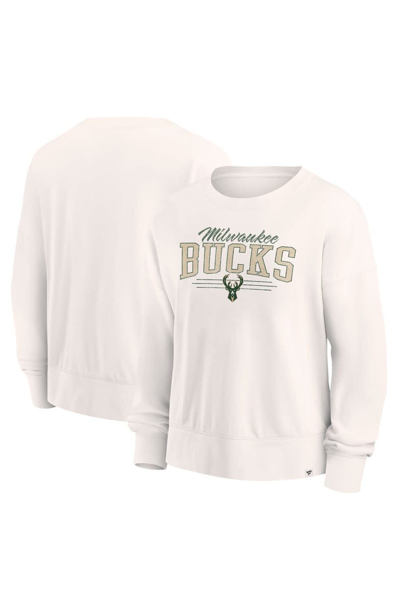 FANATICS Women's Fanatics Branded Cream Milwaukee Bucks Close the Game Pullover Sweatshirt, Main, color,