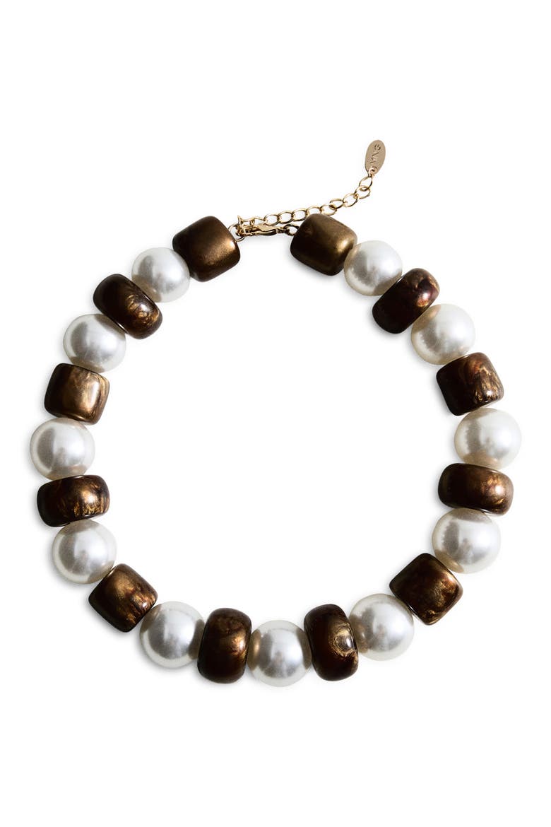 Beaded Statement Necklace, Main, color, BROWN