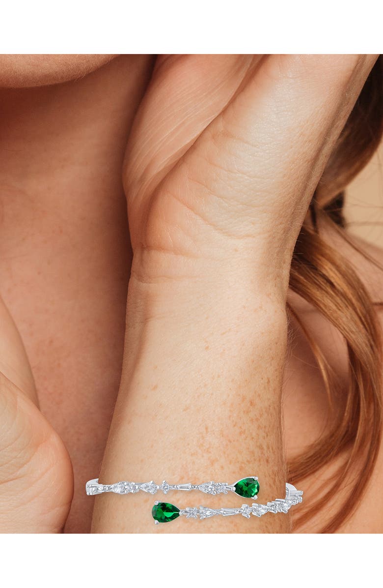 CZ by Kenneth Jay Lane Cubic Zirconia Bangle Bracelet, Alternate, color, Green/ Silver