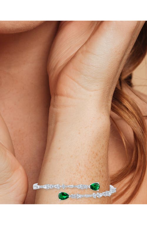 Cz By Kenneth Jay Lane Cubic Zirconia Bangle Bracelet In Green/silver