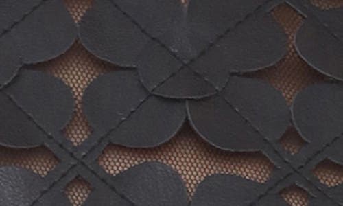 Bagatelle Floral Mesh Lady Like Faux Leather Trim Jacket In Black