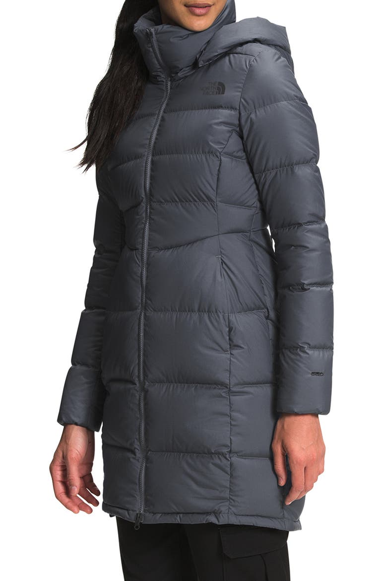 Metropolis Water Repellent 550 Fill Power Down Hooded Parka, Alternate, color, VANADIS GREY