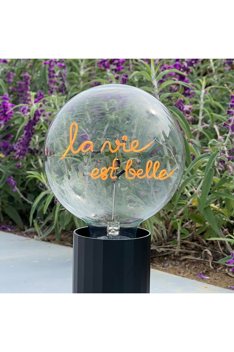 La Vie Est Belle Portable Table Lamp, Alternate, color, Black