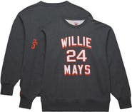 Mitchell & Ness Men's Mitchell & Ness Willie Mays Heather Charcoal San Francisco Giants Legends Collection Vintage Logo Name & Number Fleece Pullover Sweatshirt