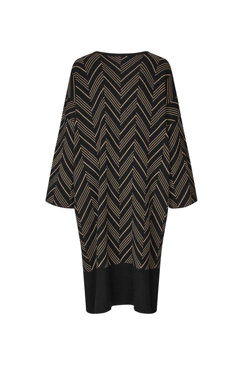MaNuska3/4 Sleeve Loose Fit Midi Dress, Alternate, color, Black