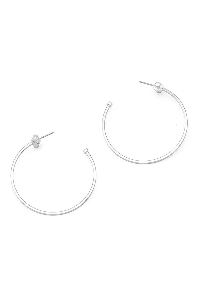 Large Bolt Hoop Earrings, Alternate, color, SHINY RHODIUM
