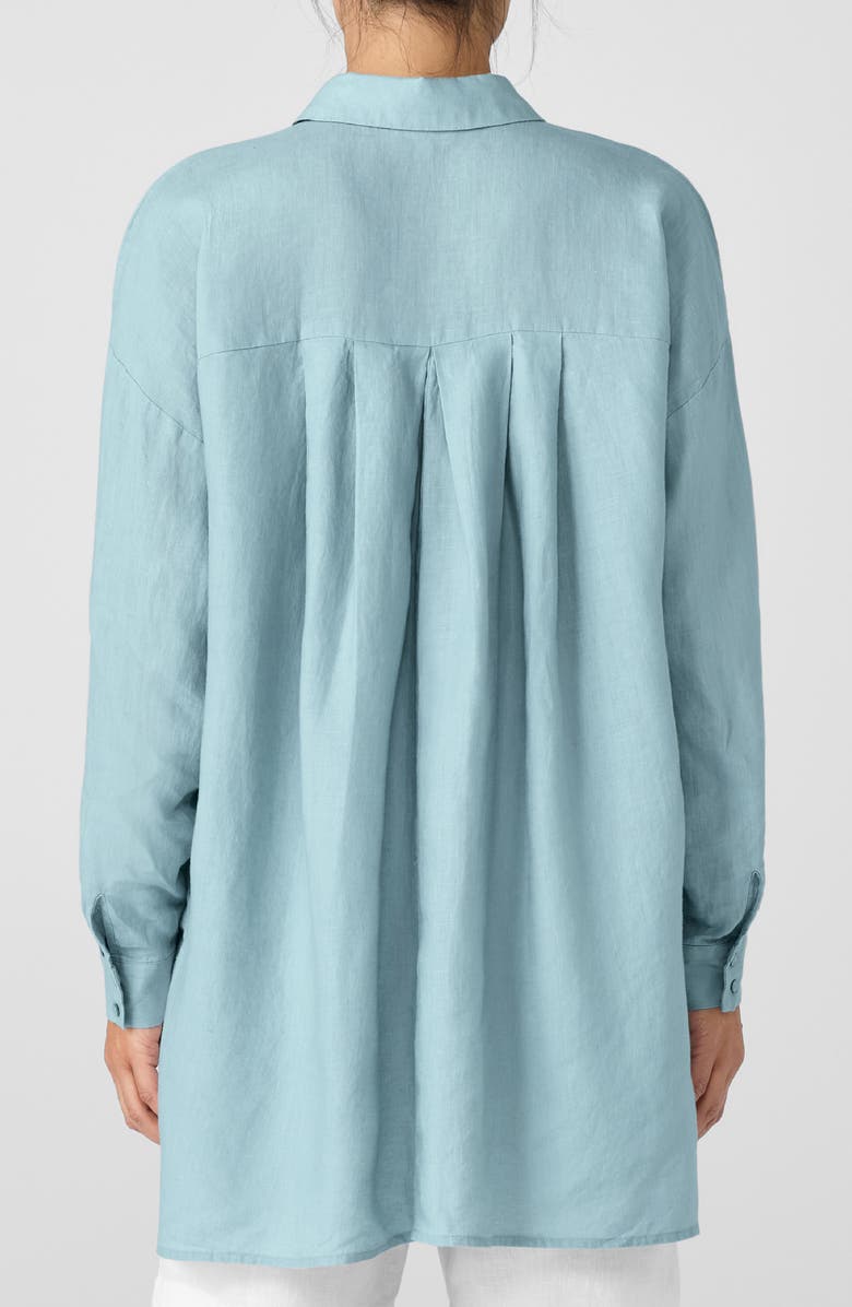 Eileen Fisher Classic Long Organic Linen Button-Up Shirt, Alternate, color, Seafoam