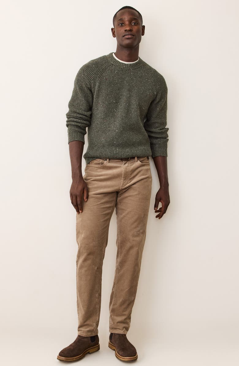 Marine Layer Inverness Rib Crewneck Sweater, Alternate, color, Green Gables Neps