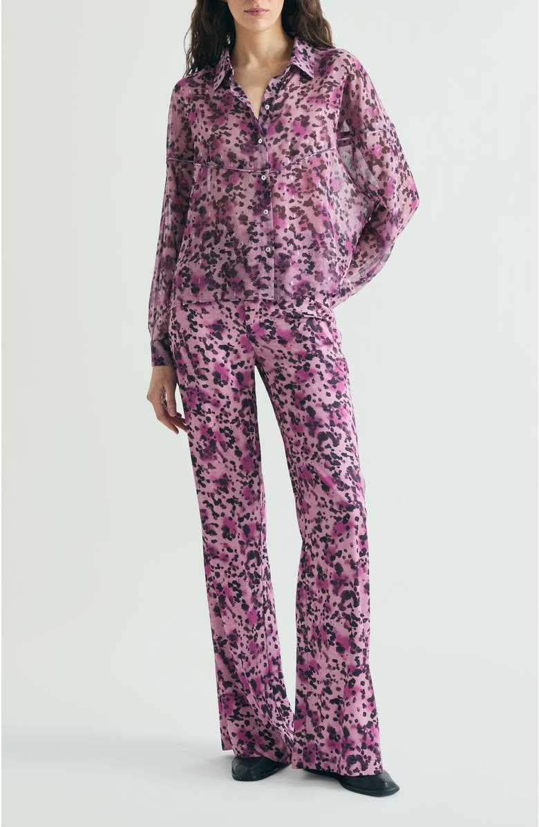 Scalpers Animal Print Fluid Blouse, Alternate, color, Mauve