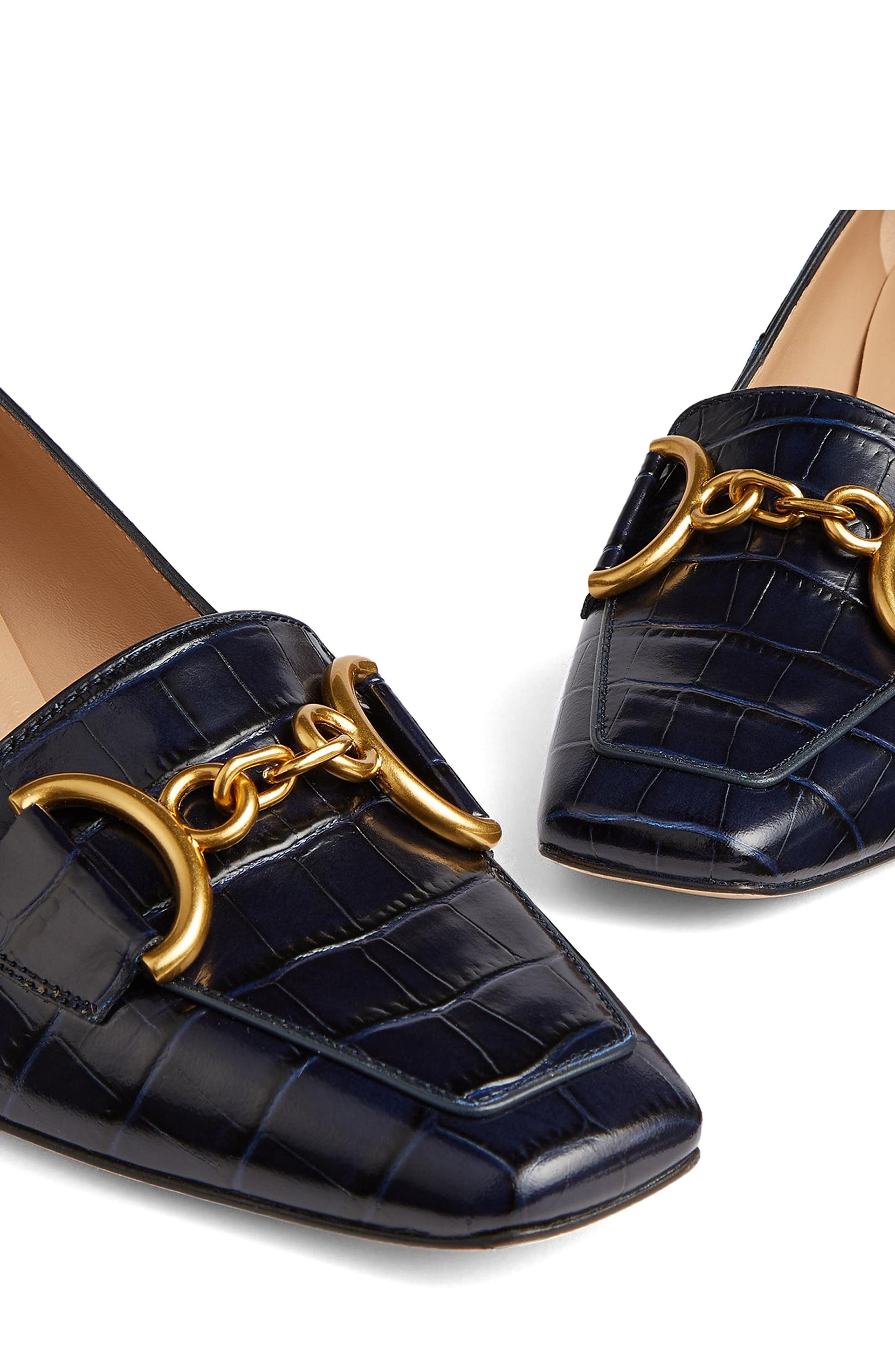 LK Bennett Samantha Croc Embossed Bit Loafer Pump, Alternate, color, 