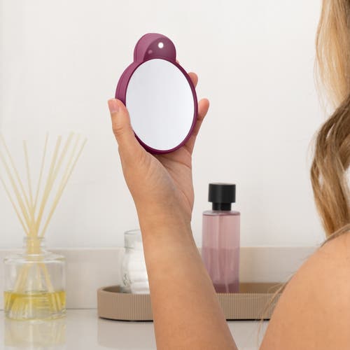 Zadro Lighted Compact Mirror With 10x Magnification & Retractable Suction Cups In Purple