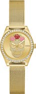 GUESS Day of the Dead Goldtone Mesh Strap Watch, 30mm