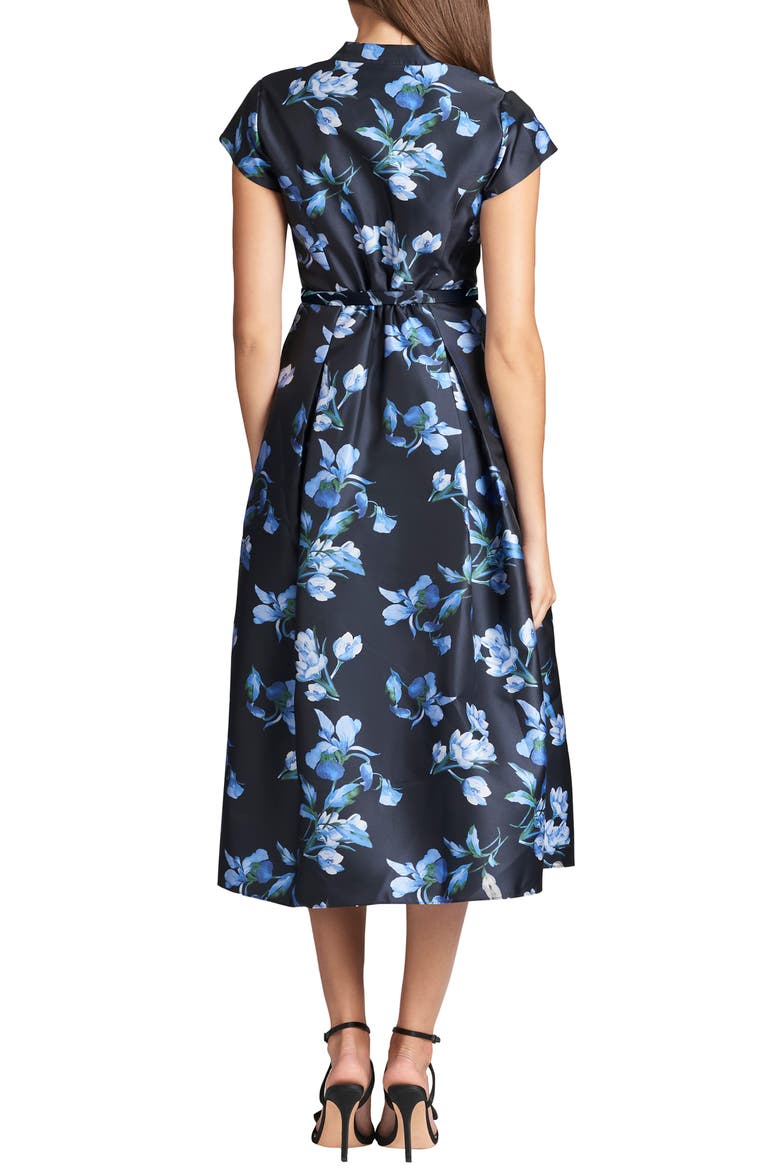 Martine Floral Print Belted Midi Dress, Alternate, color, NIGHT SKY VENETIAN PETAL