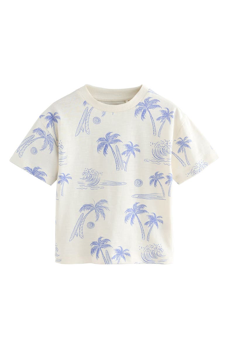 NEXT Kids' Palm Print Cotton T-Shirt, Main, color, Blue