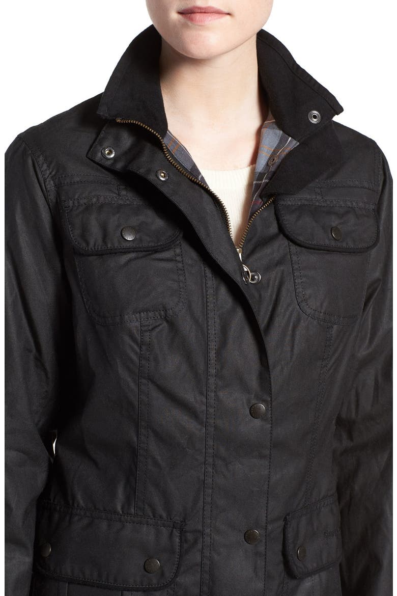 Waxed Cotton Utility Jacket, Alternate, color, BLACK