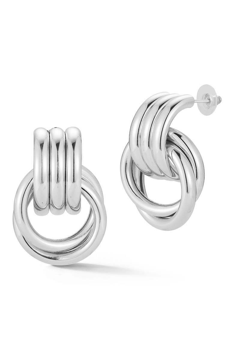 Door Knocker Stud Earrings, Main, color, SILVER