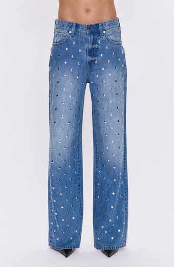 Pistola Hendrix Embellished Rivets High Waist Straight Leg Jeans