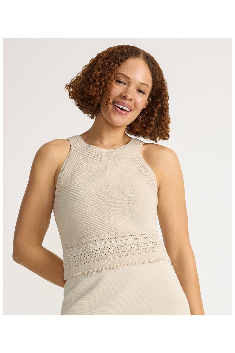 Gassed Cotton Pointelle Halter Top Sweater Set Top, Alternate, color, Blush Whisper