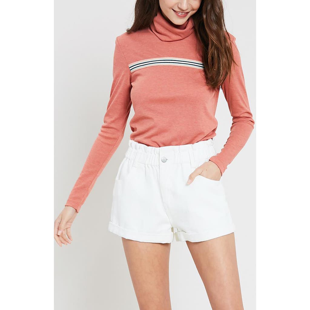 Wishlist Stripe Turtleneck Top In Brown