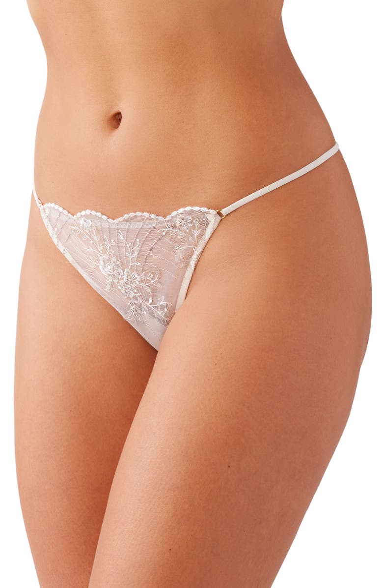 Wacoal Midnight Soirée Metallic Embroidered G-String, Alternate, color, Champagne