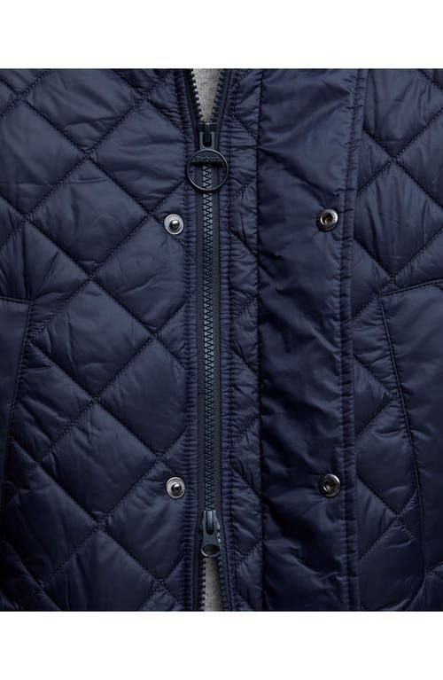 Barbour Diamond-quilting Corduroy-collar Jacket In Blue