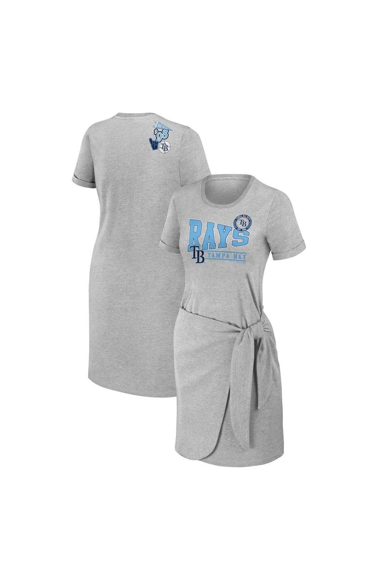 WEAR by Erin Andrews Women's WEAR by Erin Andrews Heather Gray Tampa Bay Rays Knotted T-Shirt Dress, Alternate, color, Heather Gray