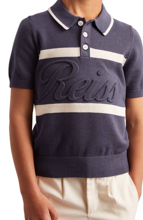 Reiss Kids' Ellis Stripe Cotton Polo In Blue