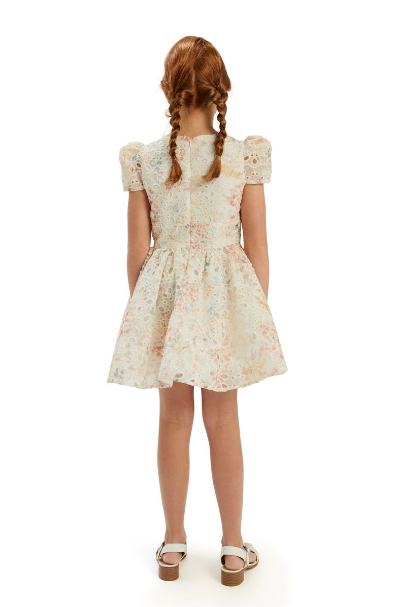 Bardot Junior Kids' Sirena Eyelet Fit & Flare Dress, Alternate, color, Yellow Flower