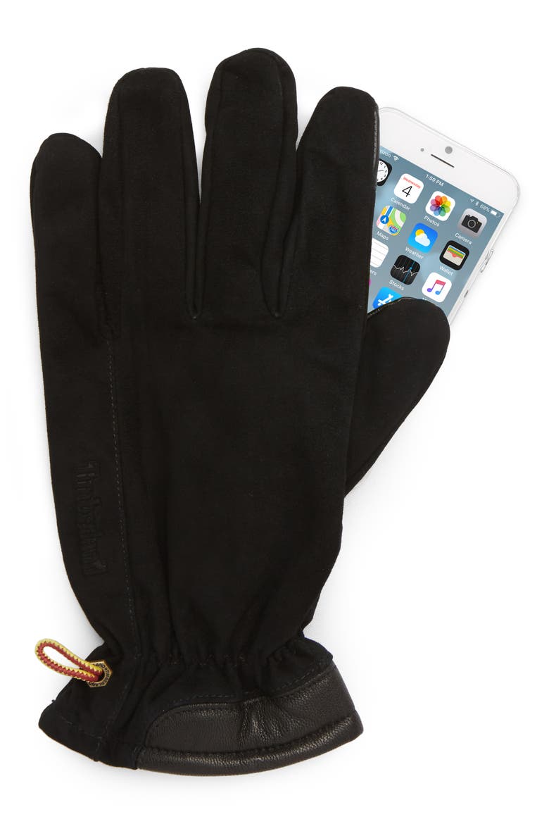 Seabrook Beach Boot Nubuck Touchscreen Gloves, Alternate, color, BLACK