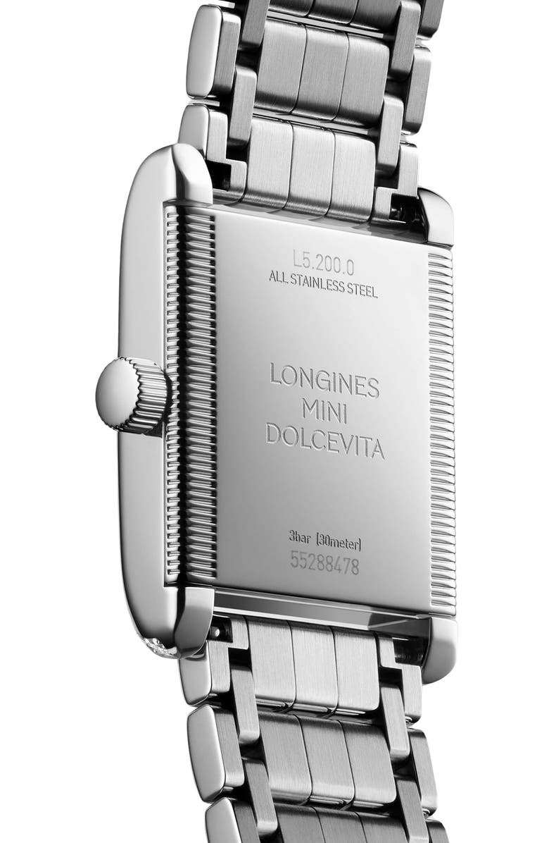 Longines Mini DolceVita Diamond Pavé Bracelet Watch, 29mm, Alternate, color, Silver