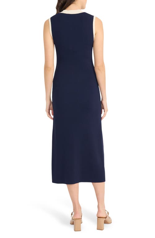 Luxely Sleeveless Midi Dress In Blue