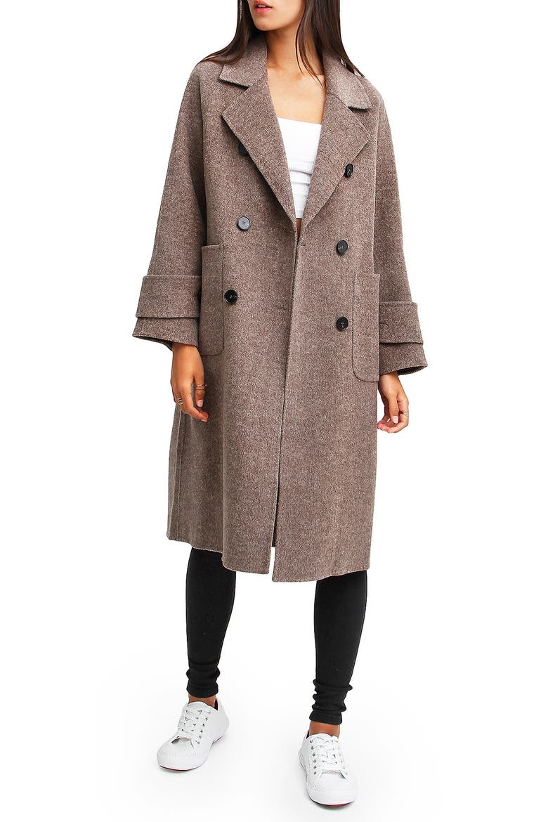 Rumour Has It Oversized Wool Blend Coat, Main, color, WALNUT