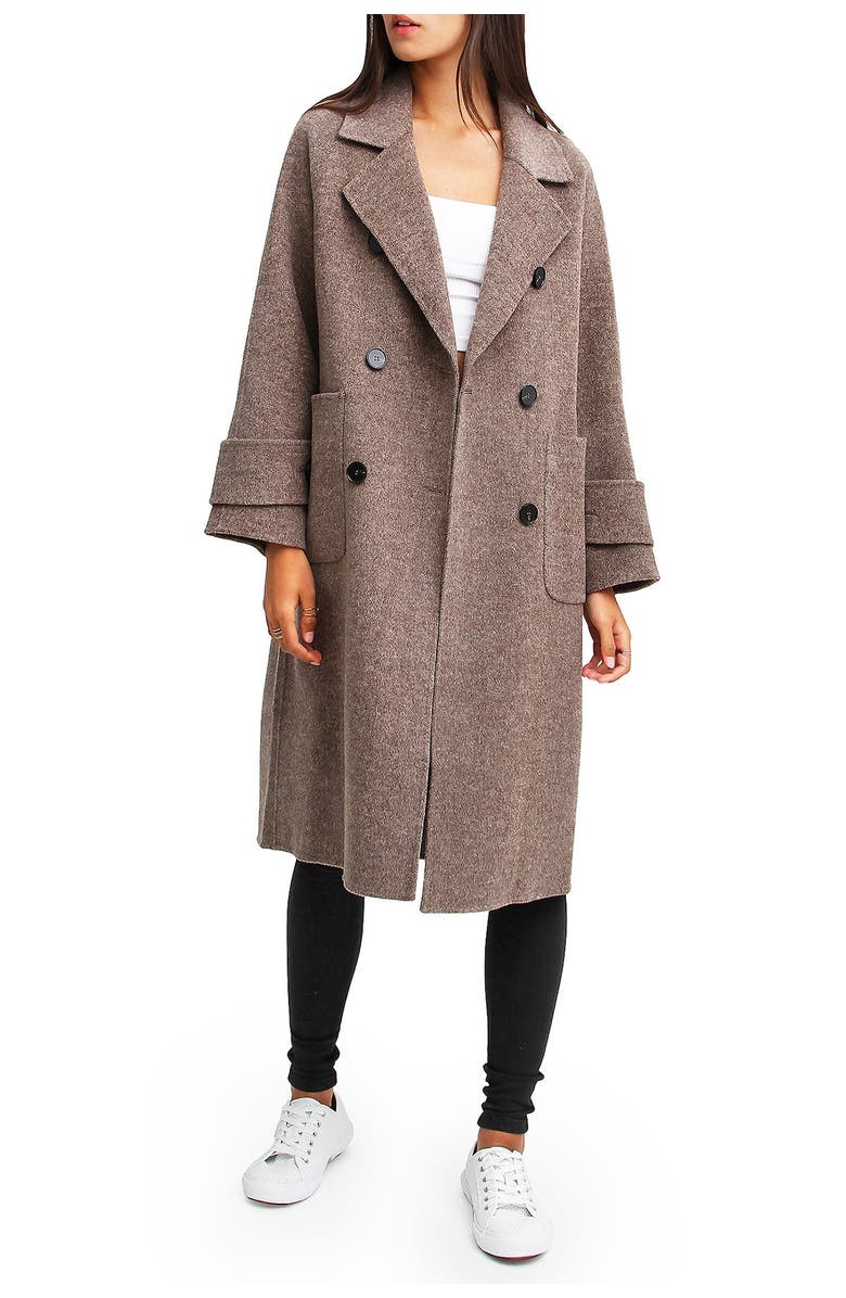 Belle & Bloom Rumour Has It Oversized Wool Blend Coat, Main, color, Walnut