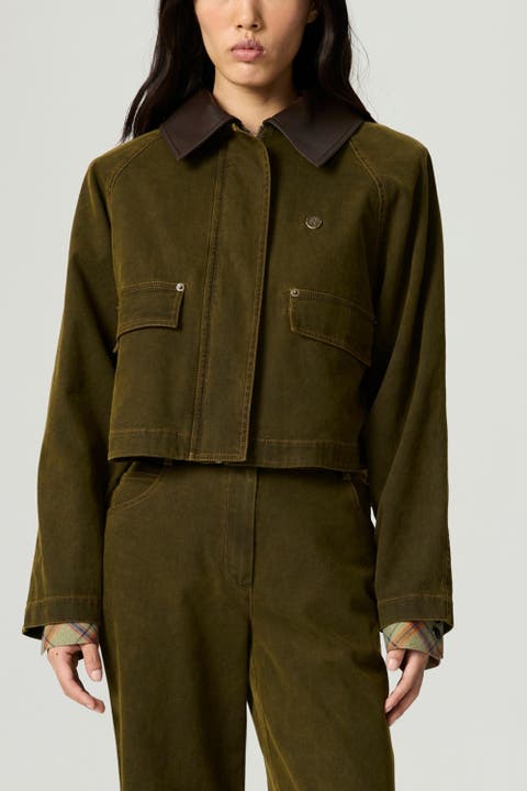 Contrast Collar Utility Cropped Jacket