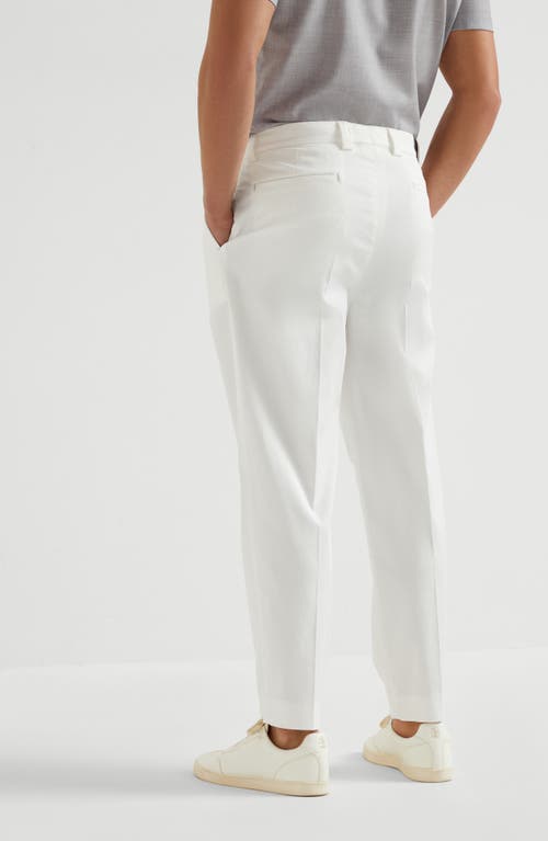 Brunello Cucinelli Comfort Gabardine Tapered Trousers In Snow