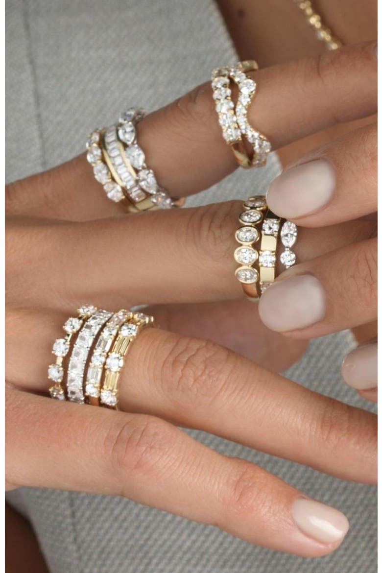Round Ribbed Gold Lab Diamond Band in 14K, Alternate, color, Yellow Gold