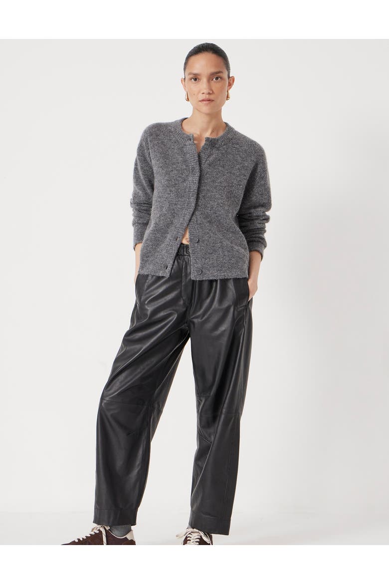 Crew Neck Boxy Wool Blend Cardigan, Alternate, color, Mid Grey Marl