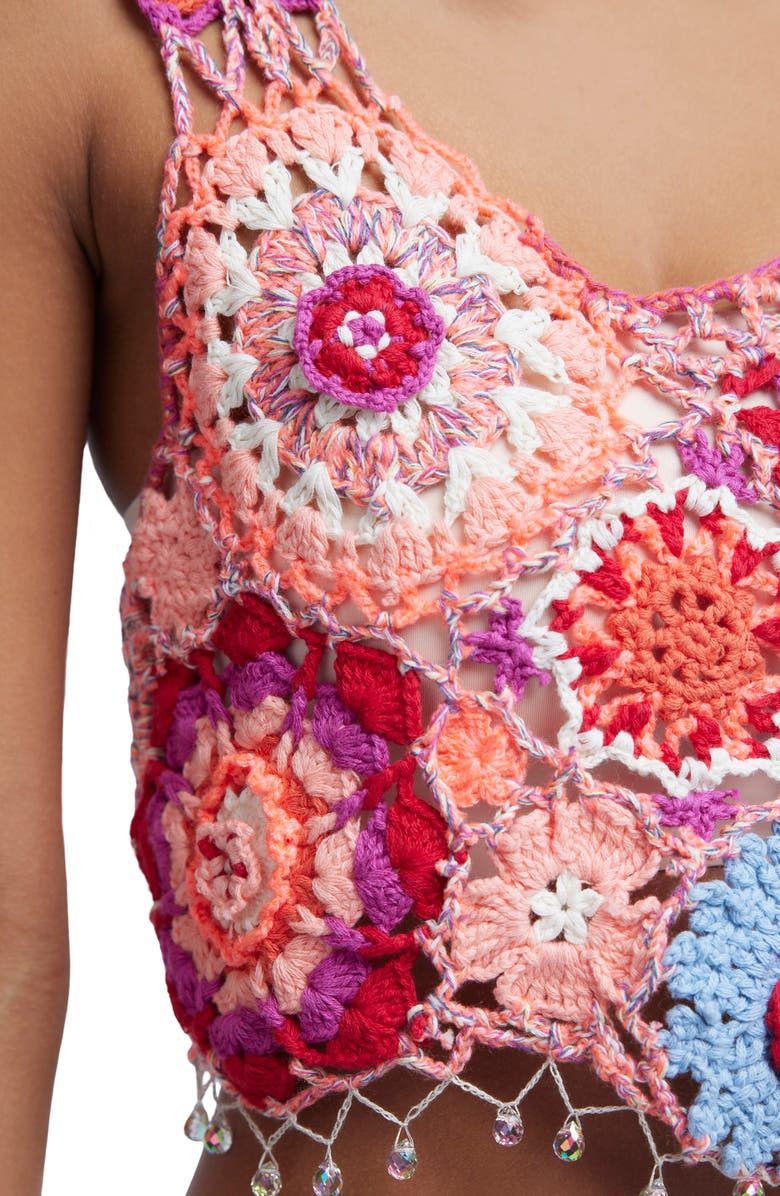 Free People Fiorella Crop Crochet Tank, Alternate, color, Pink Solace Combo