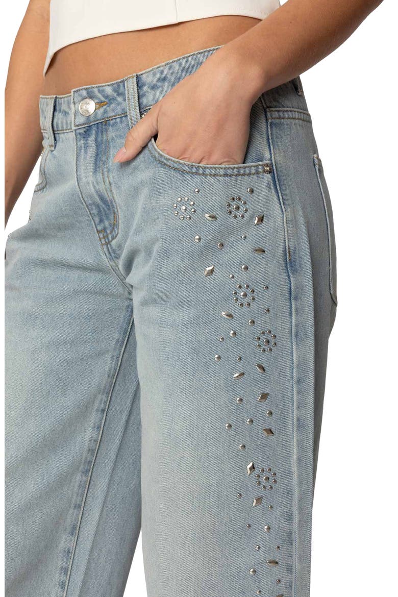 Everly Studded Low Rise Baggy Jeans, Alternate, color, BLUE