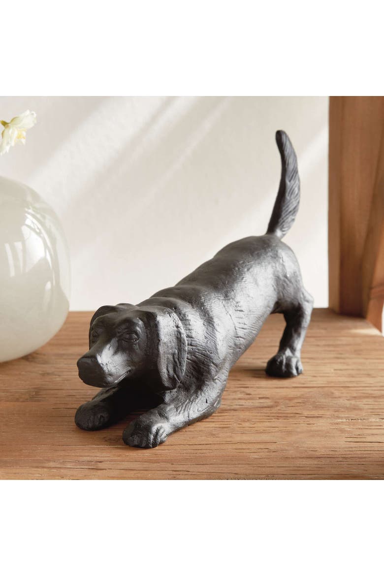 Playful Dog Sculpture, Alternate, color, Black