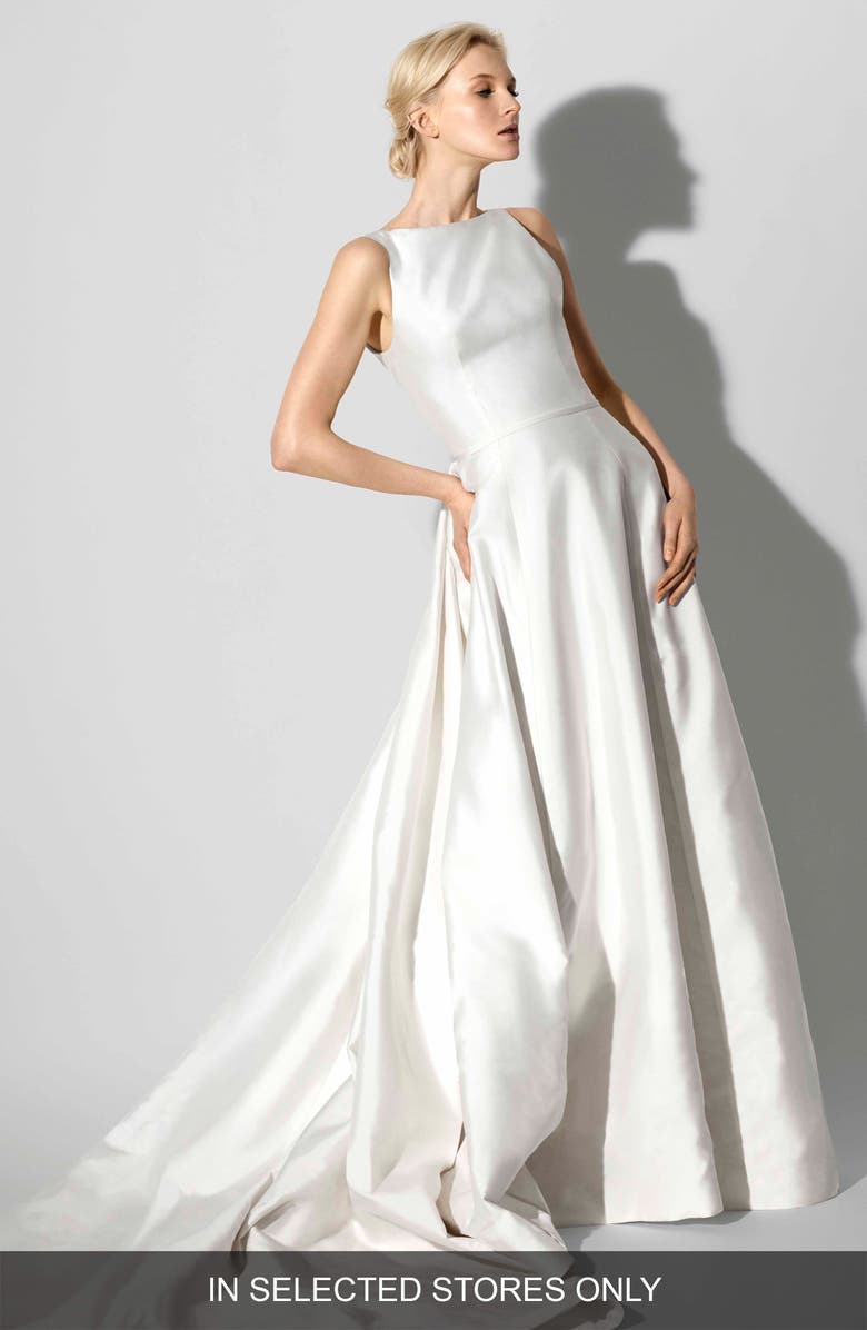 Carolina Herrera Francesca Bateau Neck A-Line Gown, Main, color,