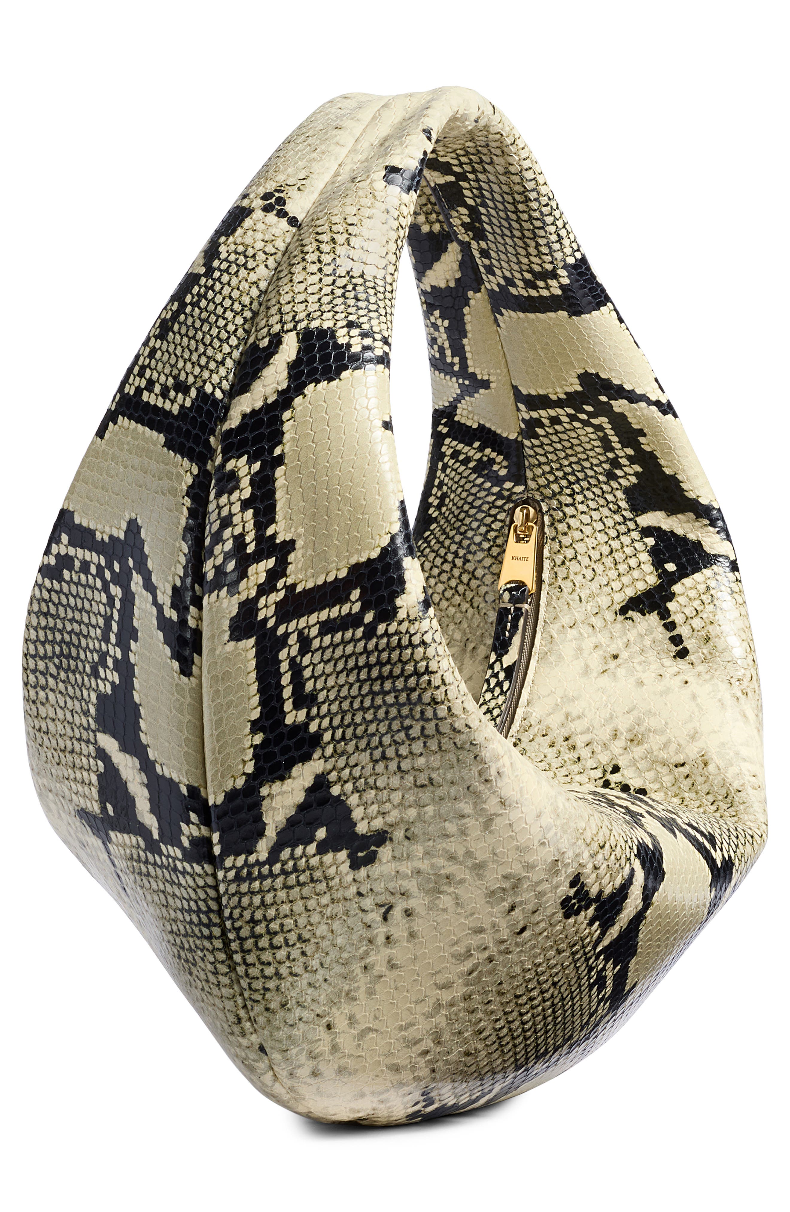 Khaite Medium Olivia Snakeskin Embossed Leather Hobo Bag, Alternate, color, Natural 121