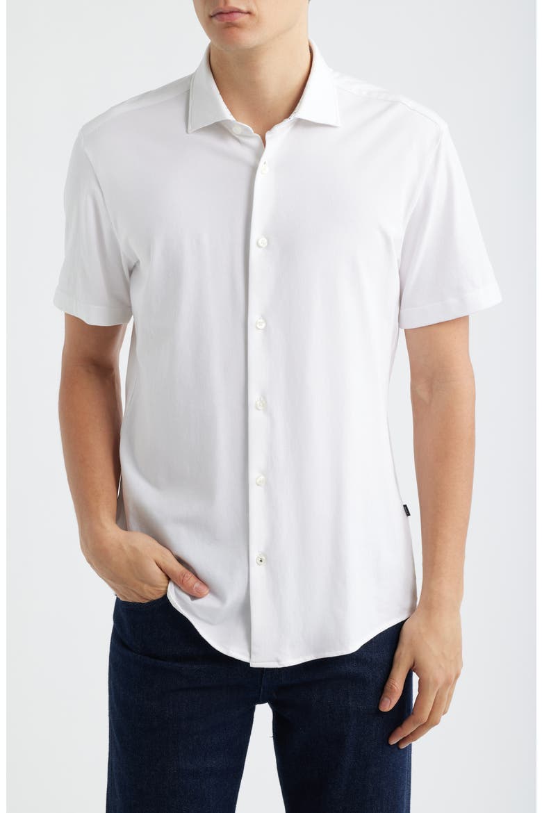Roan Stretch Cotton Button-Up Shirt, Main, color, WHITE