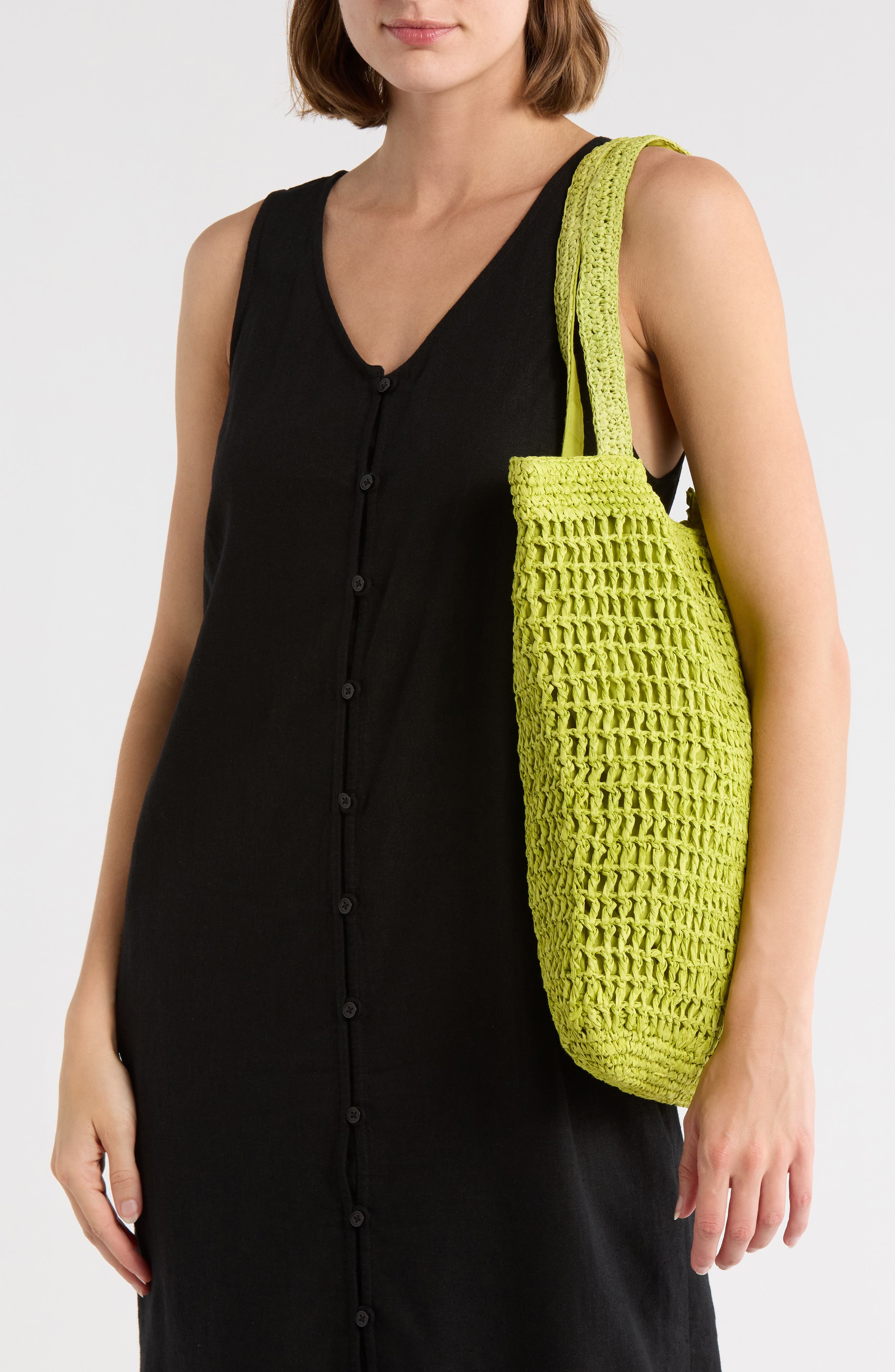 Straw Tote Bag, Alternate, color, GREEN
