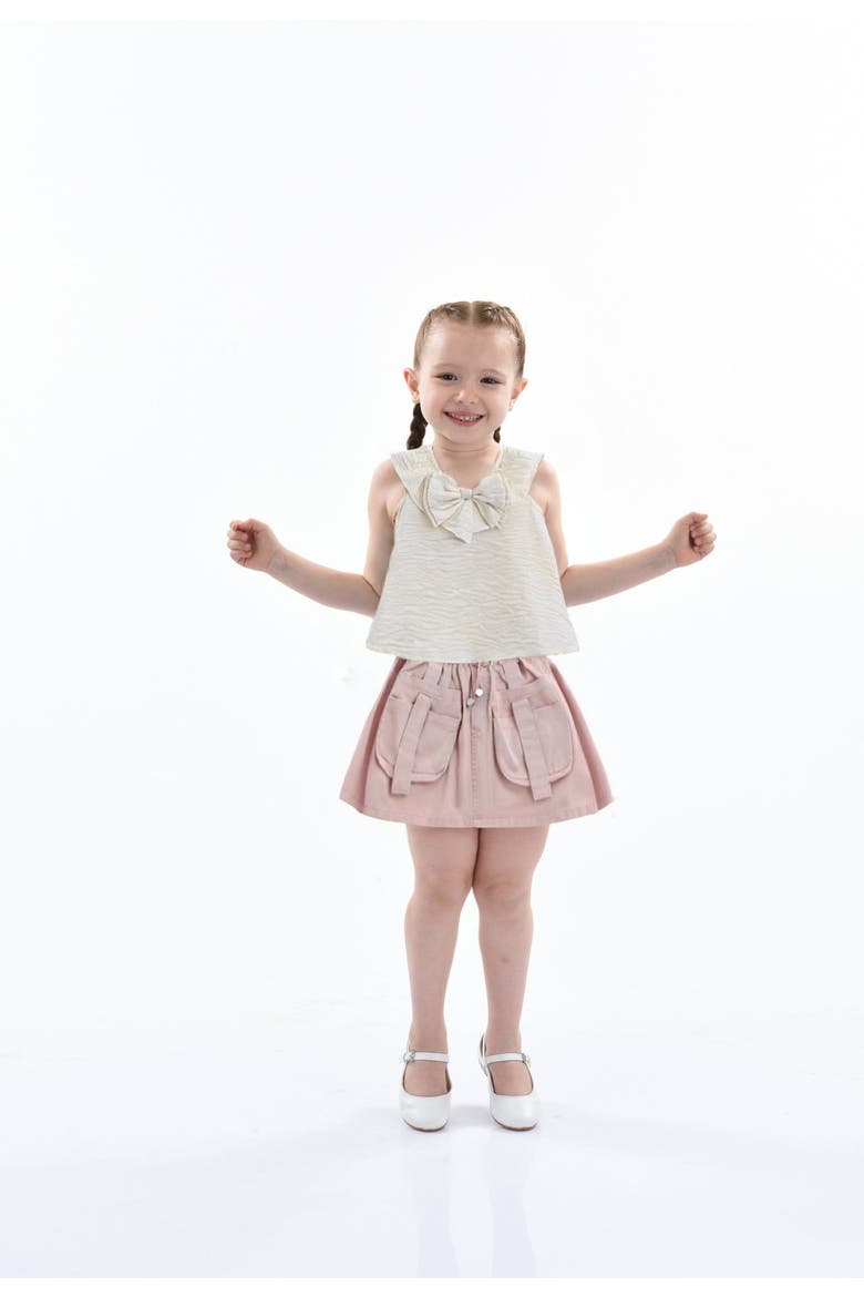 Ivory Pink Strap Bow Shorts Set, Alternate, color, Ivory