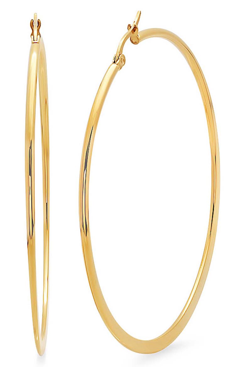 18k Gold Plated Hoop Earrings, Main, color, YELLOW