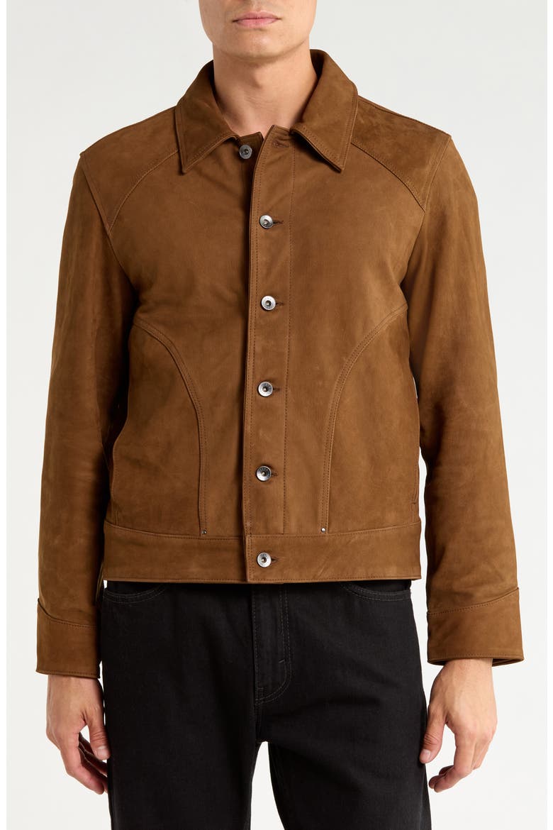 Douglas Seamed Leather Jacket, Alternate, color, NUTMEG